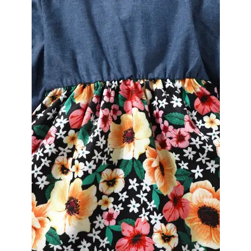 Floral Ruffled Dress Set with Bow Headband