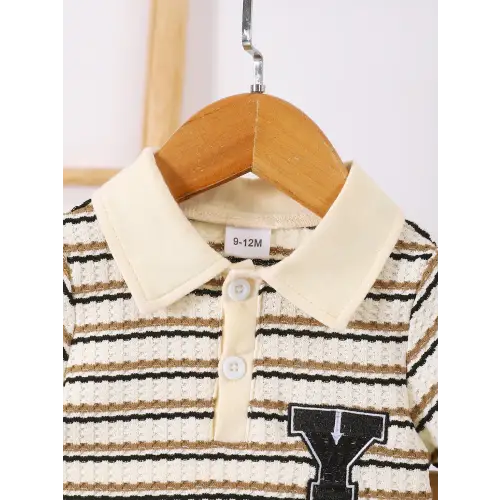 Childrens Striped Short Sleeve Polo Set for Toddlers