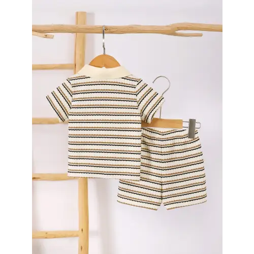 Childrens Striped Short Sleeve Polo Set for Toddlers