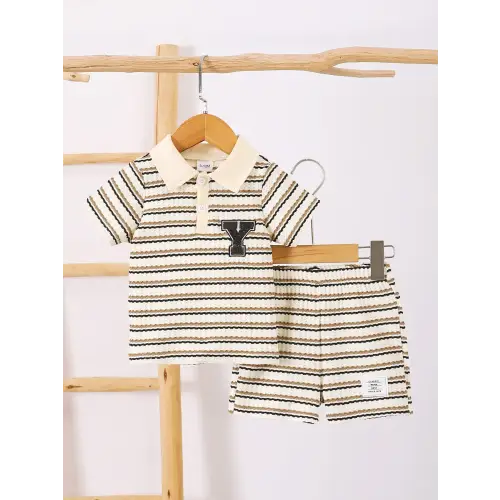 Childrens Striped Short Sleeve Polo Set for Toddlers Stripe