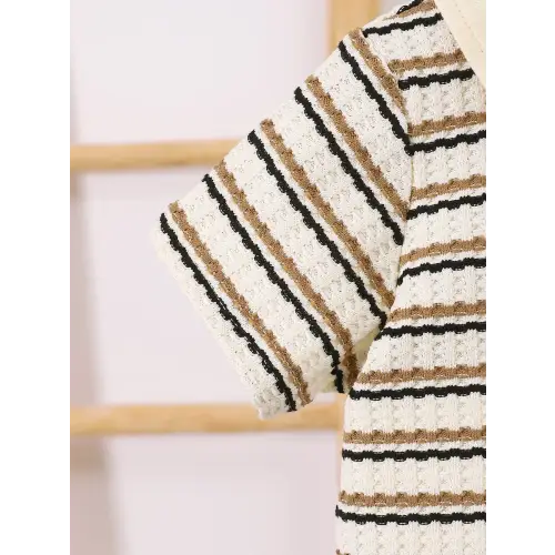 Childrens Striped Short Sleeve Polo Set for Toddlers