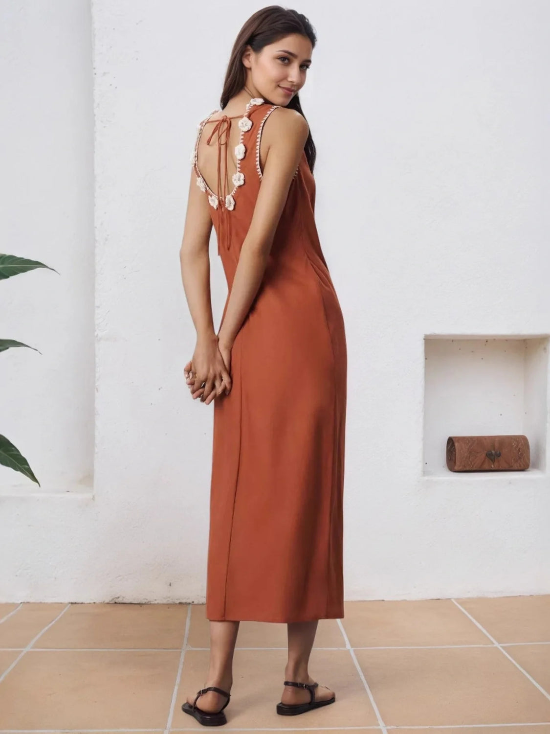 Comfortable Basic Style Slit Ochre Dress