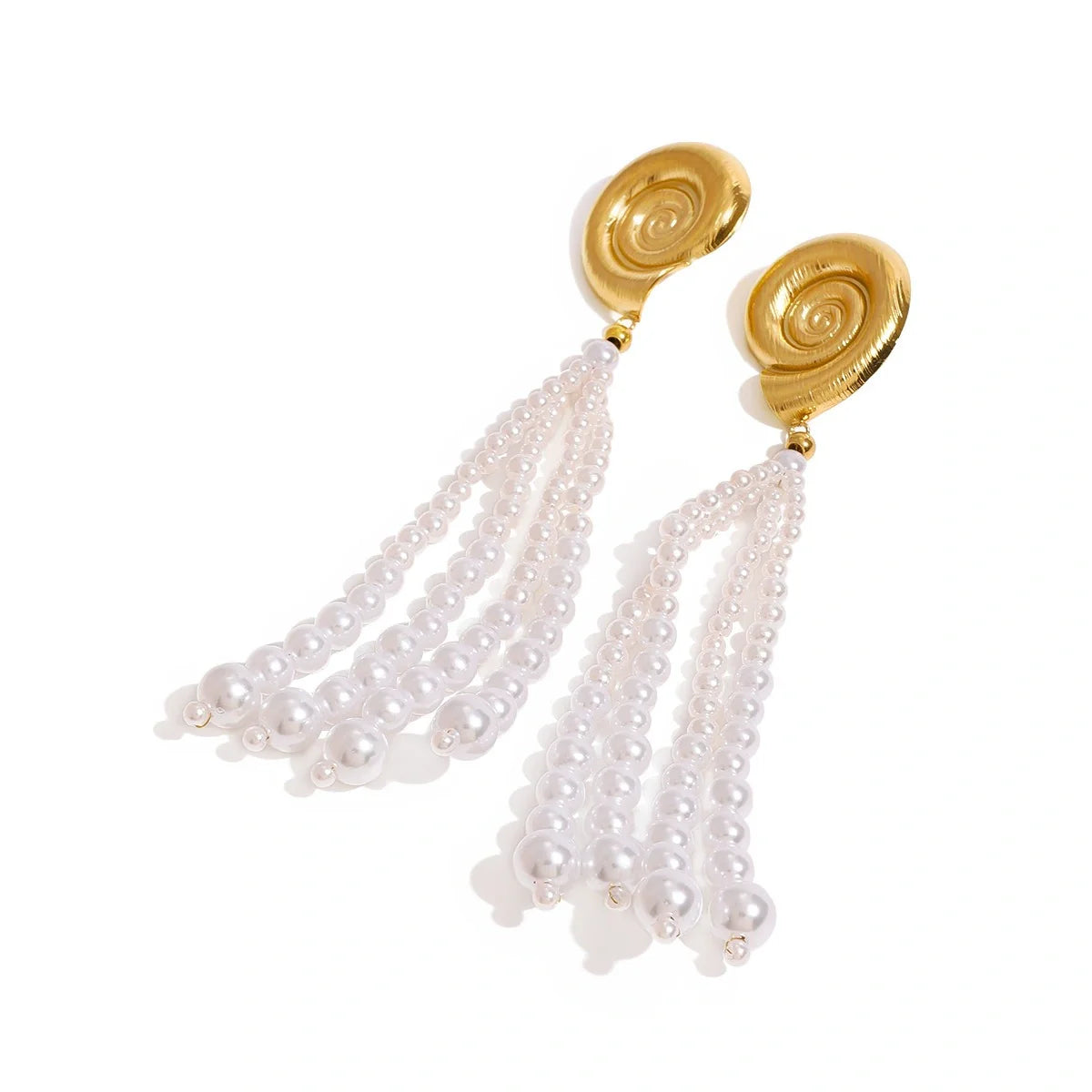 Conch-Shaped Earrings with Pearl
