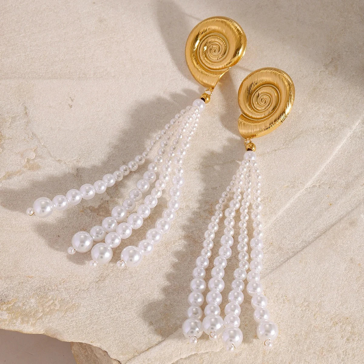 Conch-Shaped Earrings with Pearl