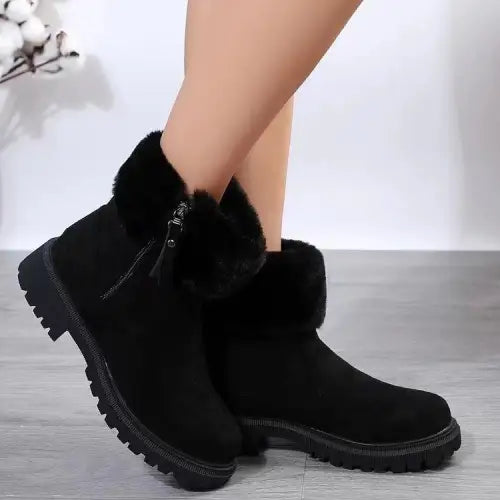 Cozy Suede Ankle Boots Black