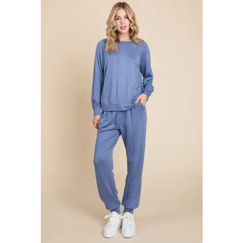 Super Lady Style Round Neck Raglan Lounge Set