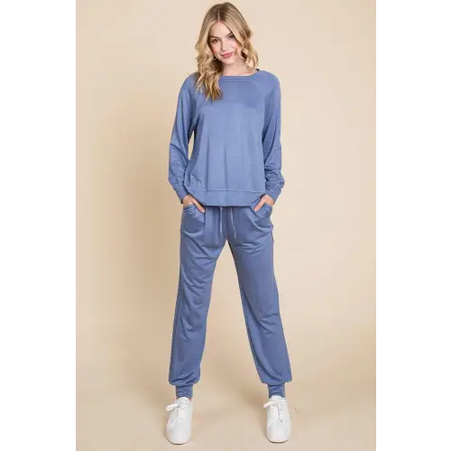 Super Lady Style Round Neck Raglan Lounge Set