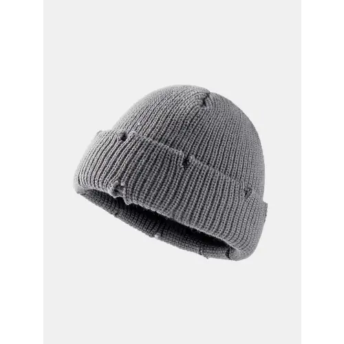Distressed Cuffed Knit Hat