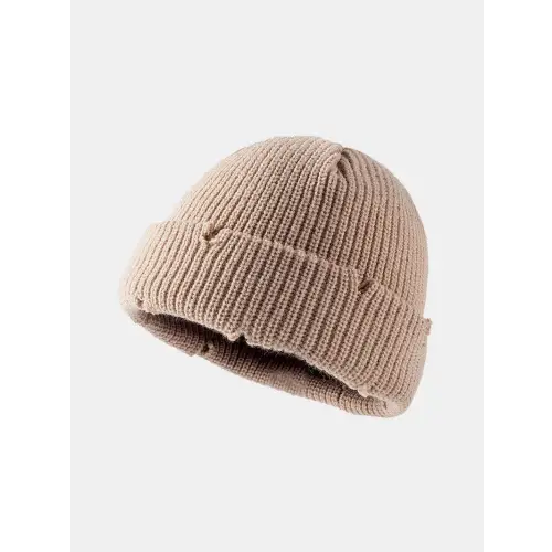 Distressed Cuffed Knit Hat
