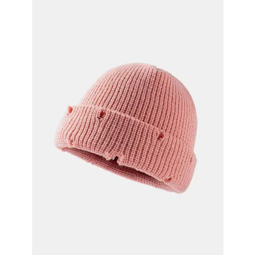 Distressed Cuffed Knit Hat