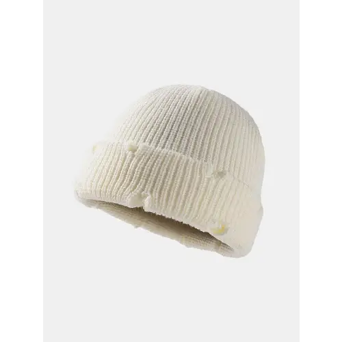 Distressed Cuffed Knit Hat