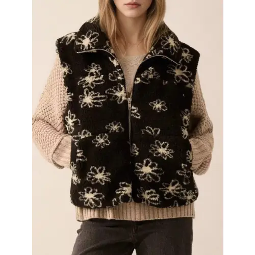 Cozy Pocketed Zipper Thick Lined Material Polyester Jacket