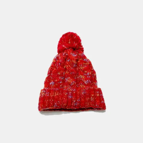Cable-Knit Hat Deep Red One Size
