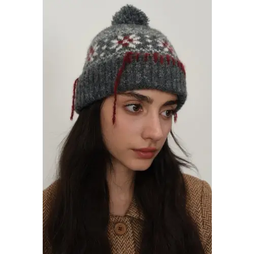 Winter Charm Knit Hat Dark Gray One Size