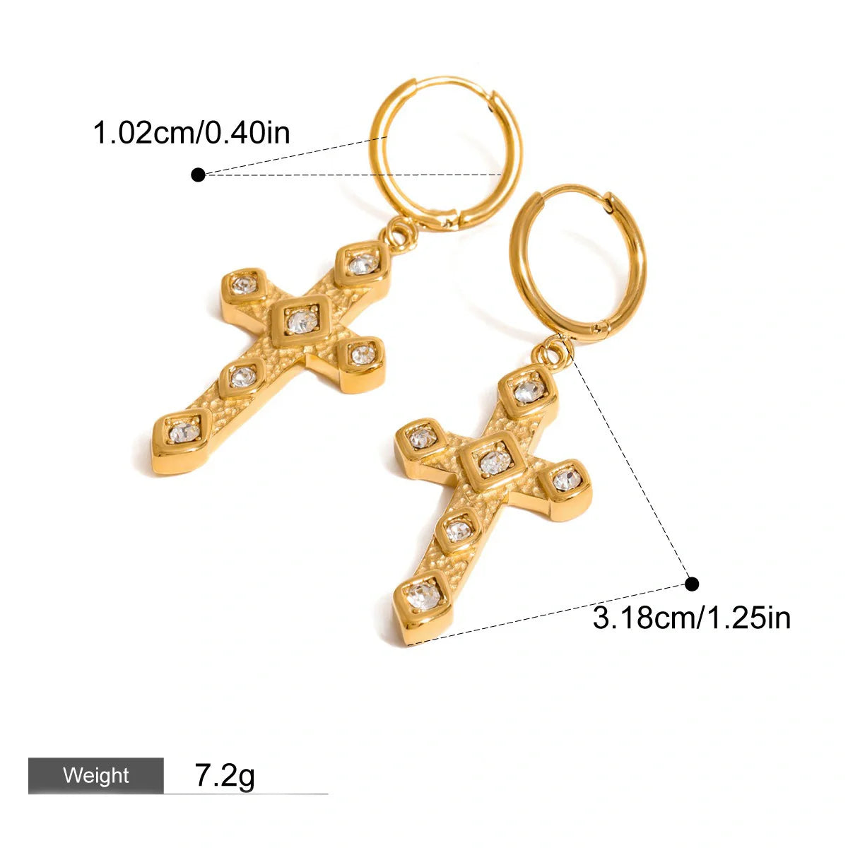 Cross Gemstone-Inlaid Earrings