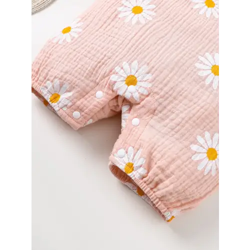 Daisy Textured Wide Strap Romper for Babies in Soft Cotton