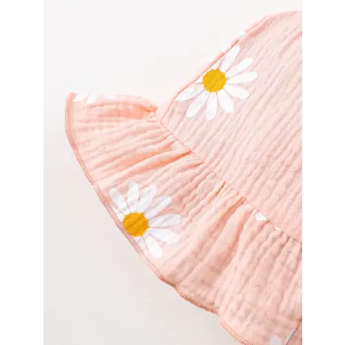 Daisy Textured Wide Strap Romper for Babies in Soft Cotton