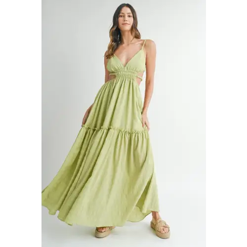 Cutout Backless Maxi Dress Sage