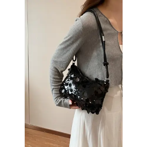 Dazzle with Sequin Knotted Straps Shoulder Bag