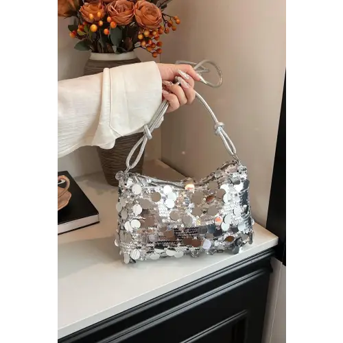 Dazzle with Sequin Knotted Straps Shoulder Bag