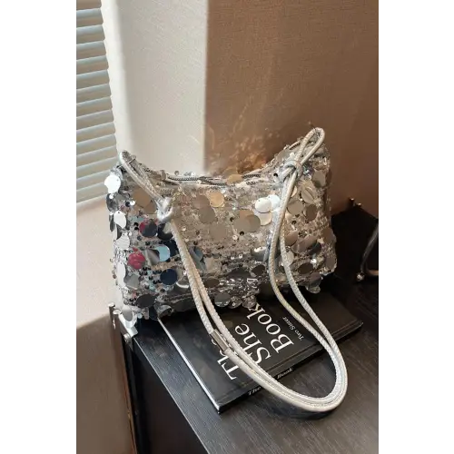 Dazzle with Sequin Knotted Straps Shoulder Bag