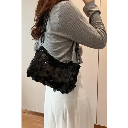 Dazzle with Sequin Knotted Straps Shoulder Bag