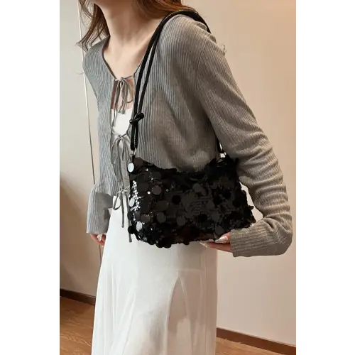 Dazzle with Sequin Knotted Straps Shoulder Bag