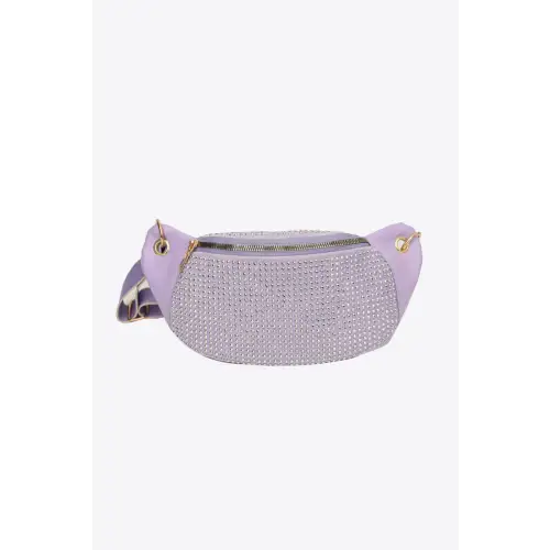 Dazzling Black Rhinestone Leather Sling Bag