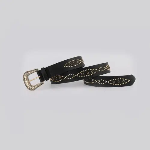 Authentic Western Belt Black Gold