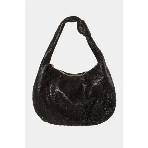 Fame Rhinestone Handbag Black One Size