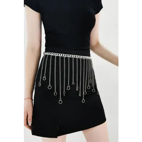 Fringe Alloy Belt Silver One Size