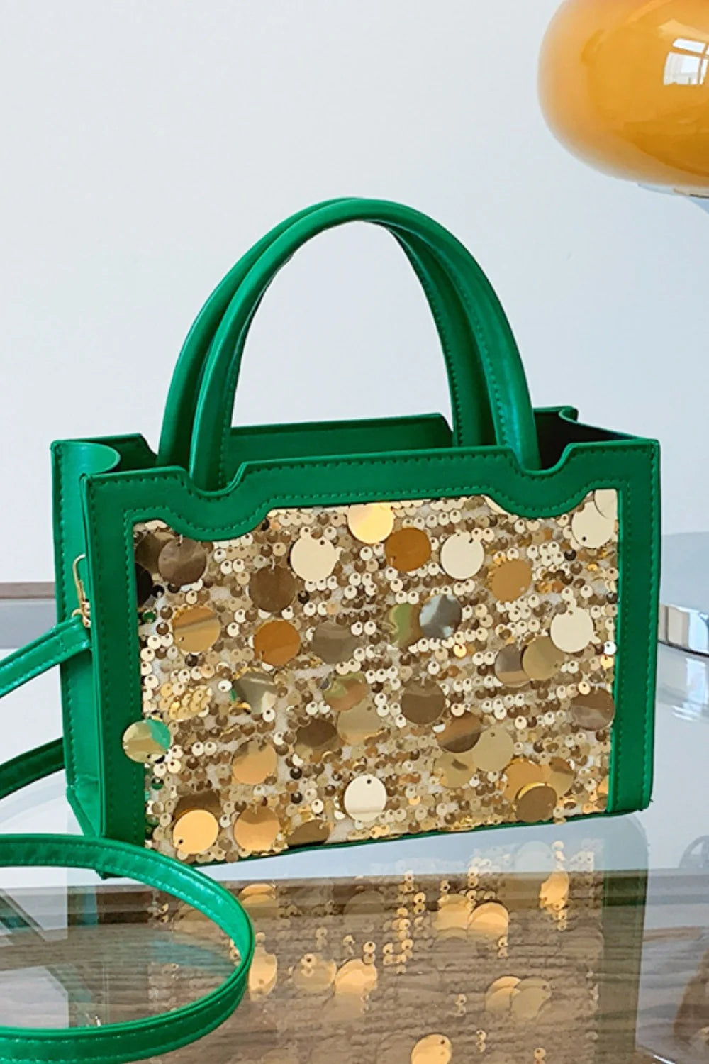 Dazzling PU Leather Sequin Handbag Shimmers