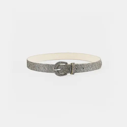 Silver Sparkle Leather Belt