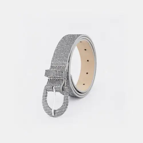 Silver Sparkle Leather Belt