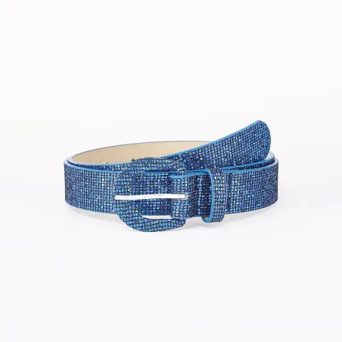 Silver Sparkle Leather Belt