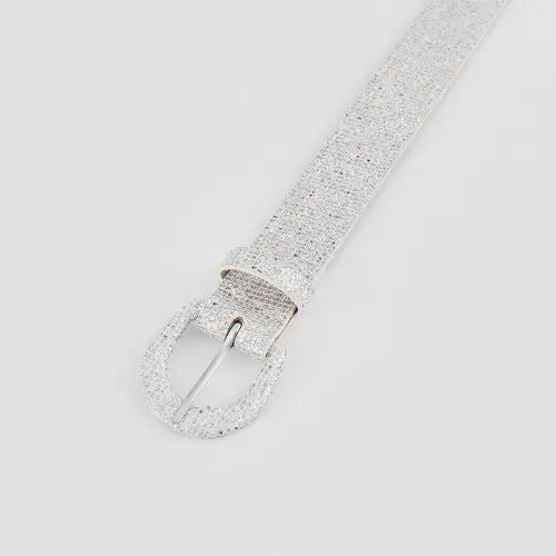 Silver Sparkle Leather Belt