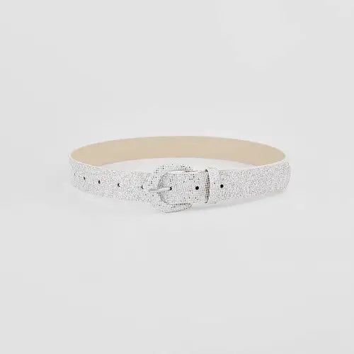 Silver Sparkle Leather Belt