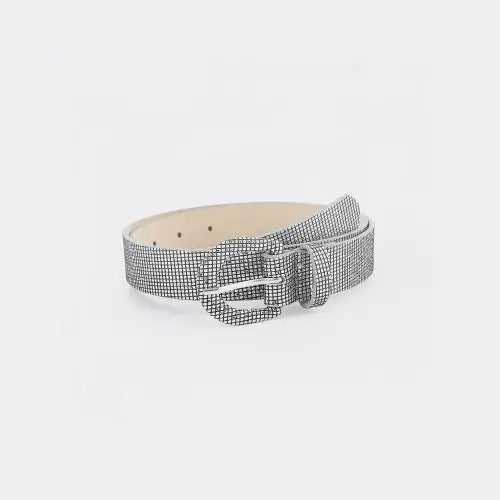 Silver Sparkle Leather Belt