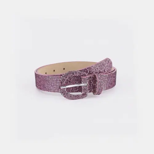 Silver Sparkle Leather Belt