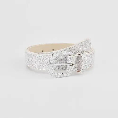 Silver Sparkle Leather Belt