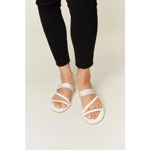 Dazzling Rhinestone Strappy Flat Sandals