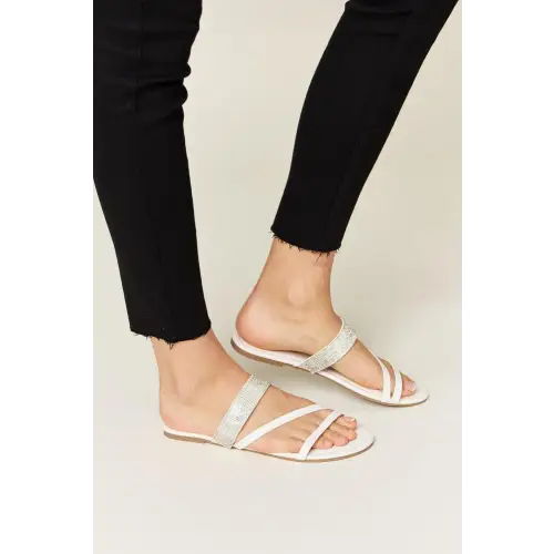 Dazzling Rhinestone Strappy Flat Sandals