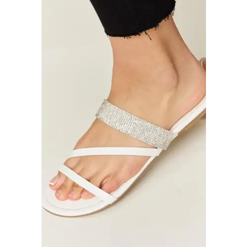 Dazzling Rhinestone Strappy Flat Sandals