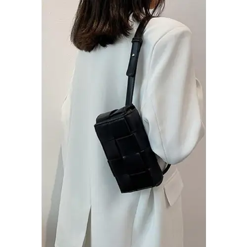 Dazzling Vegan Leather Woven Crossbody Bag