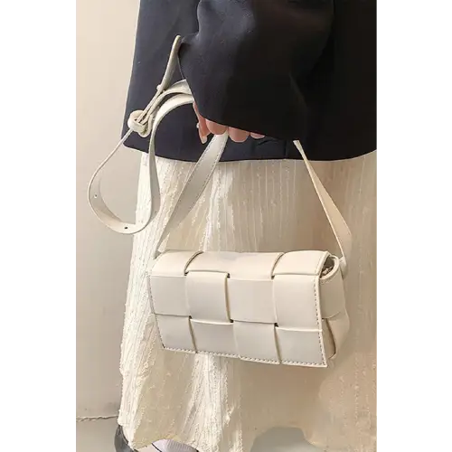 Dazzling Vegan Leather Woven Crossbody Bag