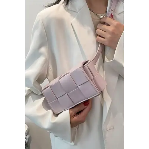 Dazzling Vegan Leather Woven Crossbody Bag