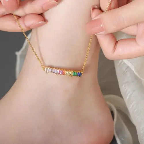 Zircon Design 18K Anklet