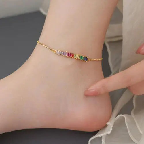 Zircon Design 18K Anklet