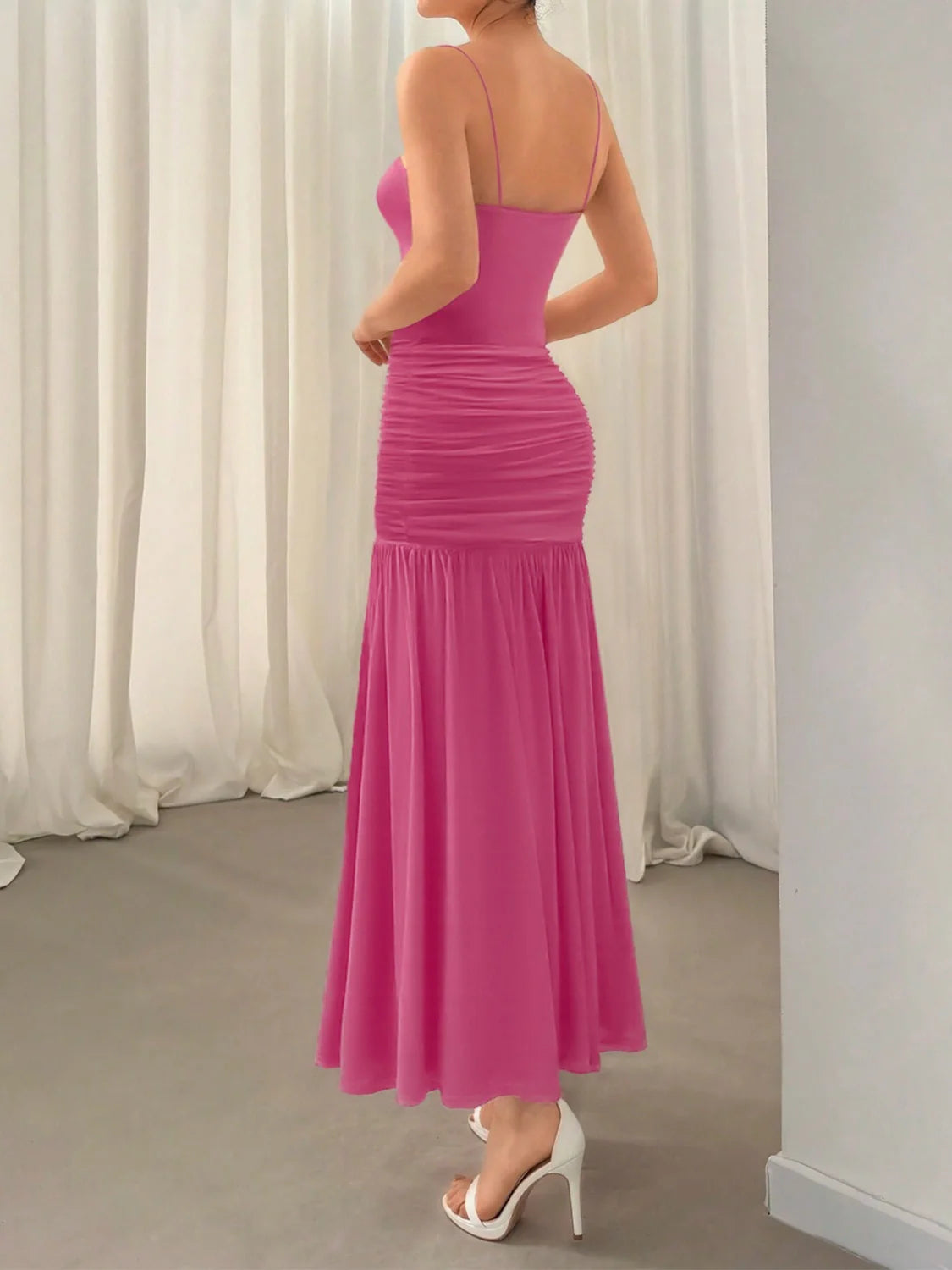 Deep Rose Bodycon Dress with Moderate Stretch