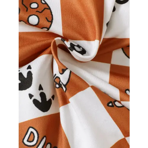 Dinosaur Checkered Sleeveless Hooded Outfit for Babies and Toddlers
